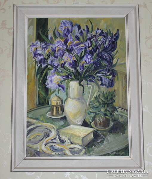 Miklós Tóth: oil painting of irises
