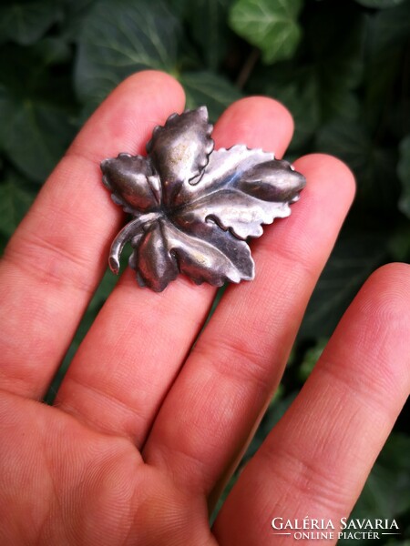 Silver leaf pendant and brooch