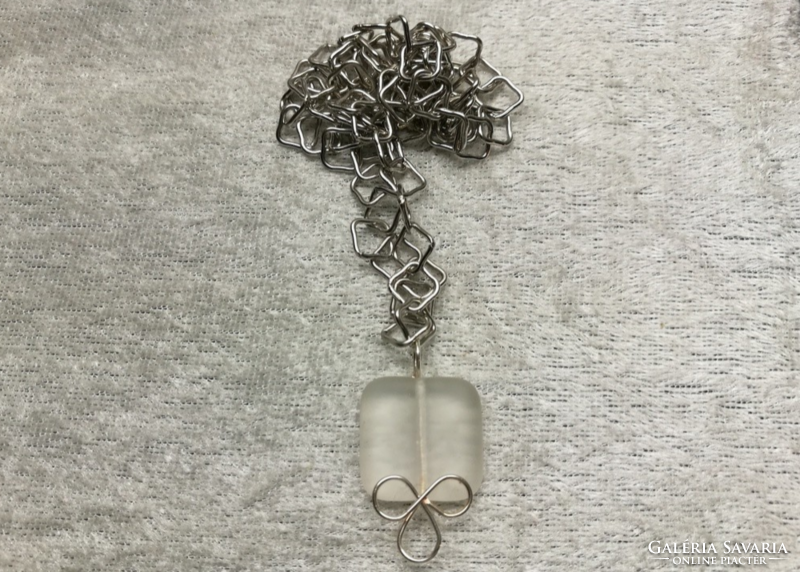 Opal Czech glass beads / wire handmade pendant