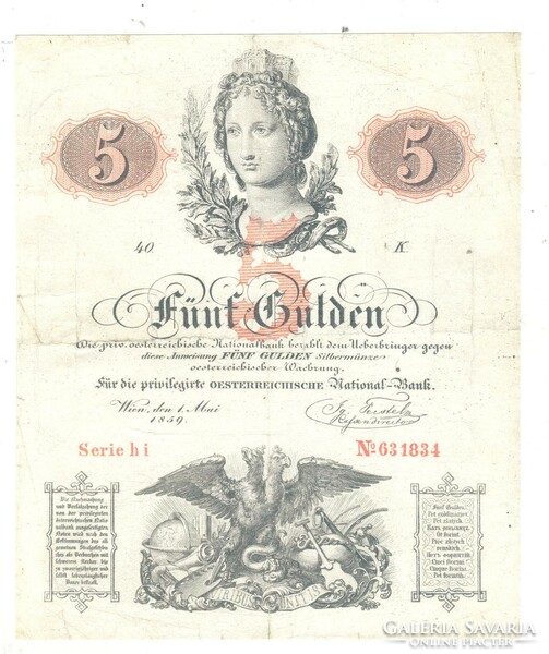 5 gulden 1859 eredeti állapot