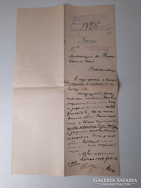 The Andaházy family archive no.781: Receipt 1908.02.13.