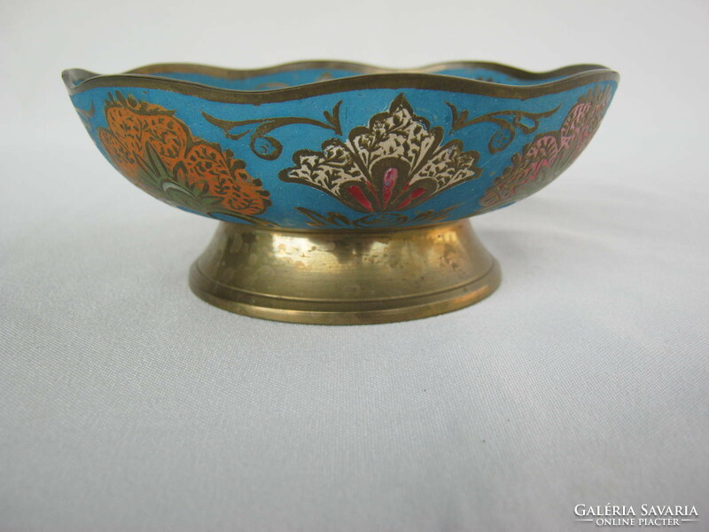 Copper bowl with a painted pattern, table centerpiece