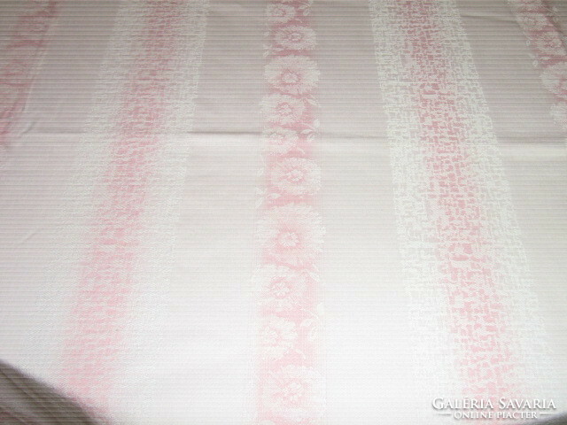 Beautiful vintage pink huge damask tablecloth