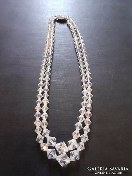 Beautiful two-row Czech aurora borealis crystal necklaces (necklace)