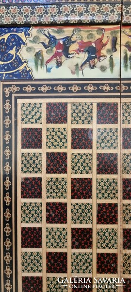 Inlaid chess and backgammon board.