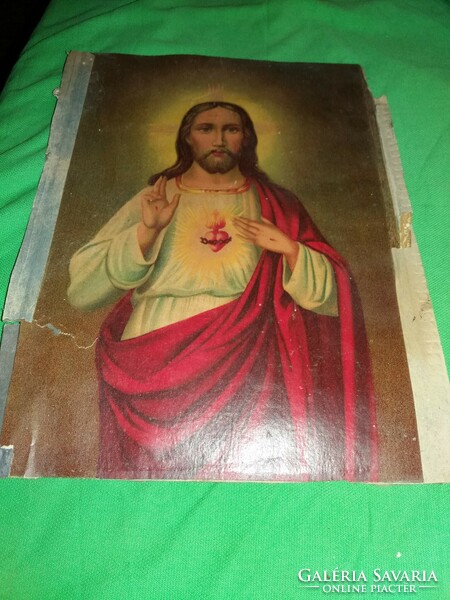 Antik keresztény kép nyomat Mi Urunk Jézus Krisztus 26 x 20 cm a képek szerint