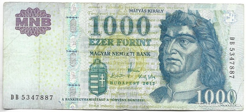 1000 forint 2012 1. "DB"