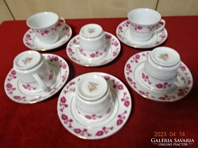 Chinese porcelain coffee cup + saucer, six pieces for sale. Jokai.