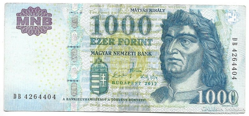 1000 forint 2012 2. "DB"
