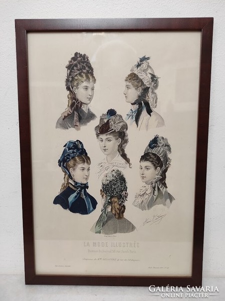 Antique Biedermeier print barber picture wall decoration hair hairstyle hat dress fashion in frame 496 5936
