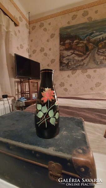 Hand-painted glass vase 18cm on sale