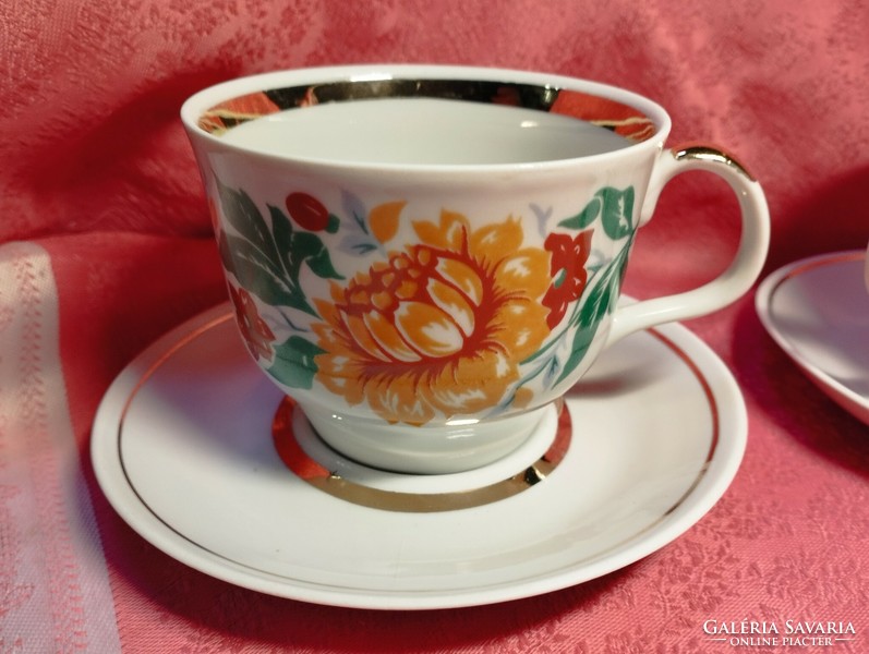Beautiful porcelain coffee cup with saucer