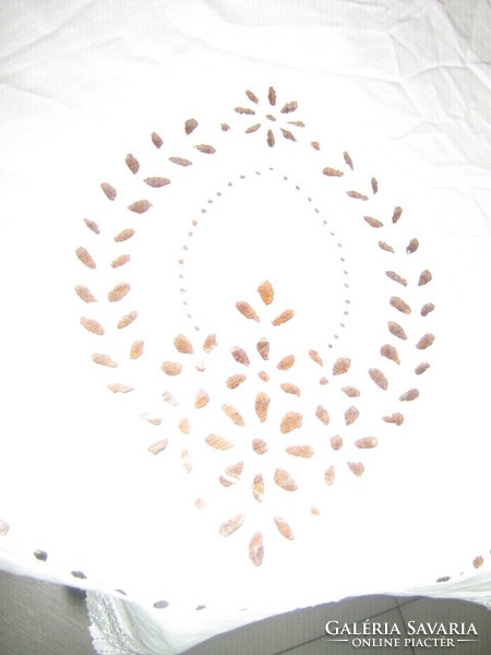 Beautiful snow-white antique Madeira tablecloth
