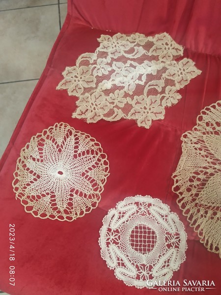 Hand-crocheted lace tablecloth made of thin yarn, 5 pieces for sale! Not white, ecru