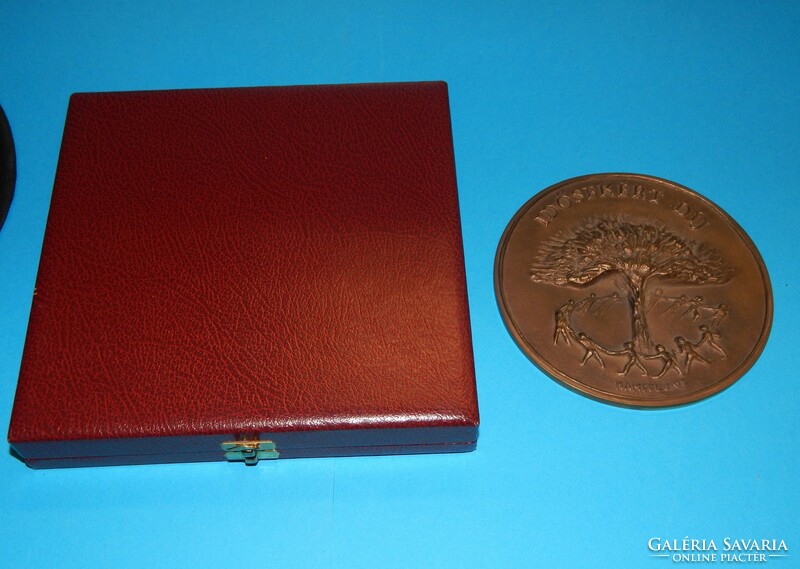 Large 12.5 cm, 388 g bronze plaque in box, excellent condition