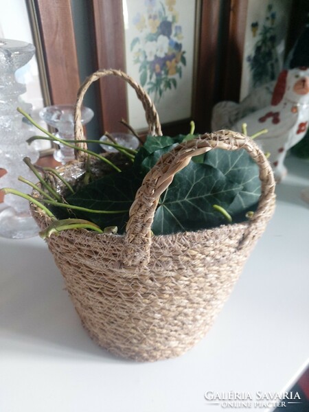 Lined, 23 cm high, 22 cm wide wicker basket with ears, I use it for picking ivy leaves