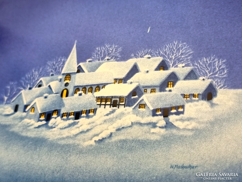 Villeroy & Boch porcelán képeslap V & B snow night A86 Vilbocard Helga Moosbacher (2)