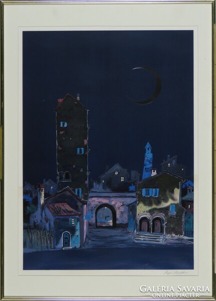 Marked by Luigi Rivelli: Italian city in the moonlight