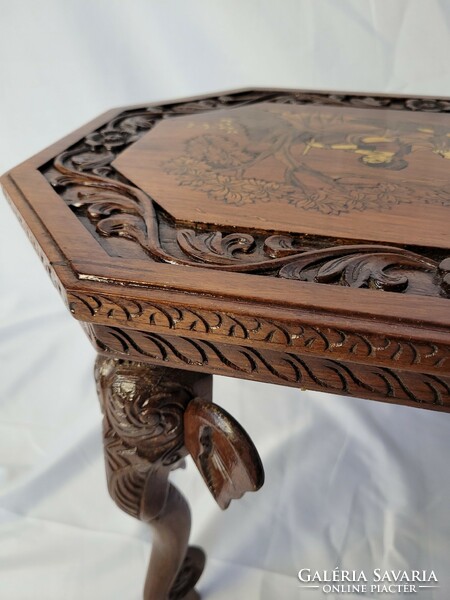 Early 20th century Indian-inspired hand-carved side table
