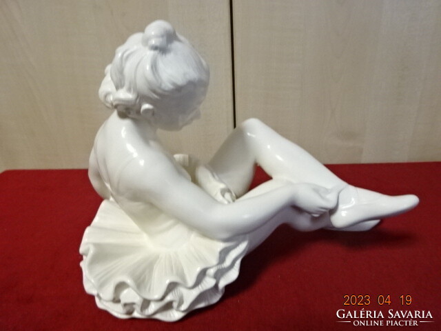 Art deco, glazed ceramic figure, ballet dancer girl, length 30 cm. Mark 165. Jókai.