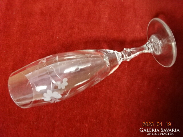 Polished glass champagne glass, base, height 18.5 cm. Five for sale. Jokai.
