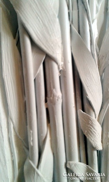 "Nádas a vásznon" Szoborkép( bambusz-folyami nád-modellpaszta)50 x50 cm