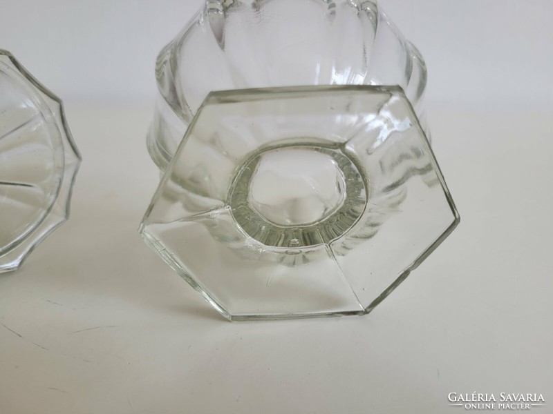 Old glass sugar bowl with lid vintage bonbonier 'b'