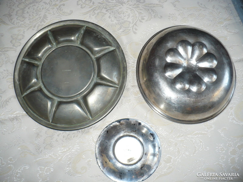 3 silver-plated table trays
