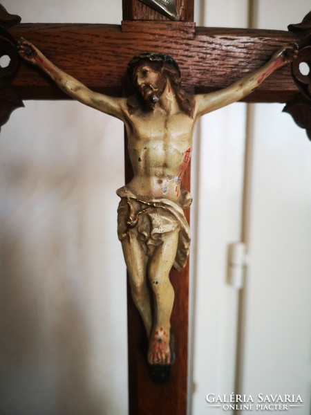 Antik 1800-as évek Korpusz Torzó Jézus Krisztus festett gyönyörű! Kereszt feszület.