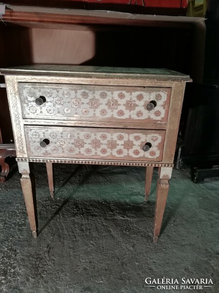 Antique Italian bedside table, small chest of drawers