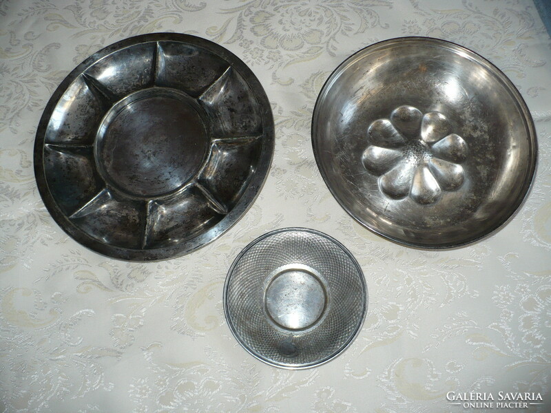 3 silver-plated table trays