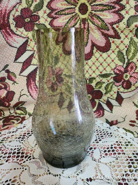Frame stained glass vase in smoke color