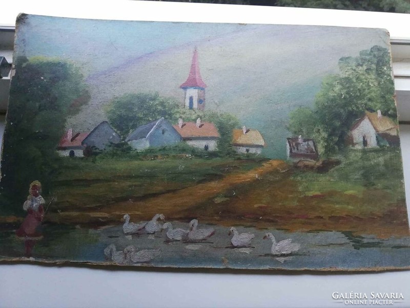 Landscape painting at the end of the village