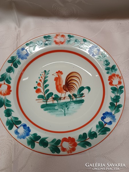 Retro kézi festésű kakasos fali tányér