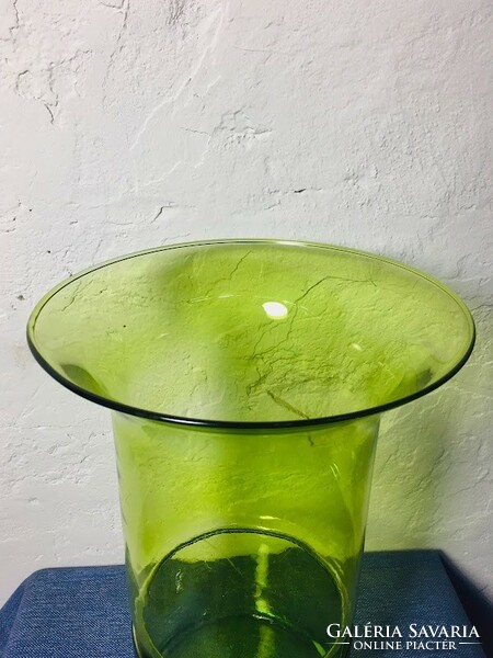 Mid Century Zöld Üveg Váza, 1960's - 51025