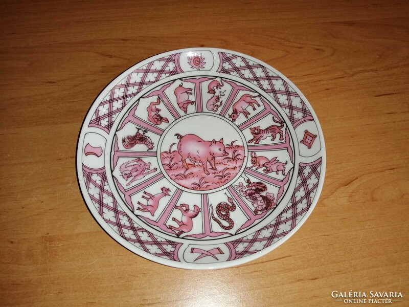 Kínai horoszkópos porcelán falitányér , átm. 15,5 cm (n)