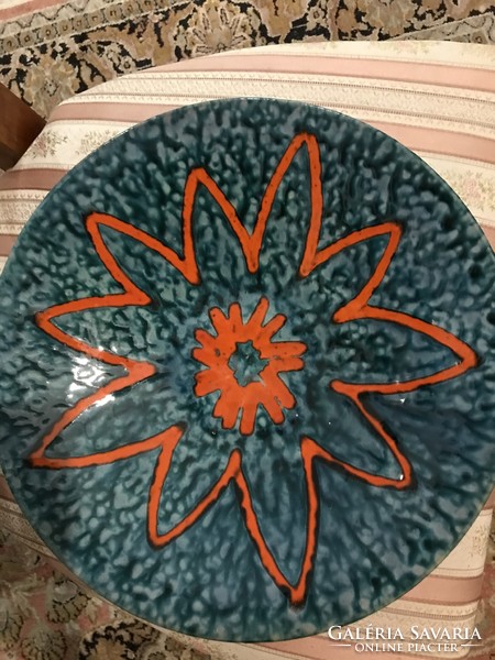 Péter Ferenc ceramic bowl with turquoise orange colors retro