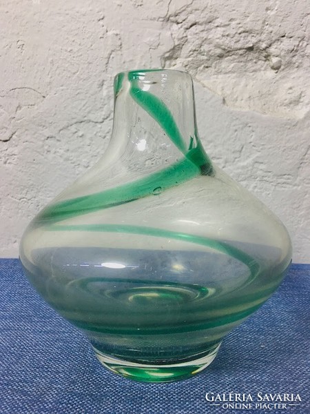 Mid Century  Spirális Díszítésű Üveg Váza, 1970's - 51026
