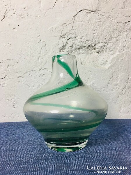 Mid Century  Spirális Díszítésű Üveg Váza, 1970's - 51026