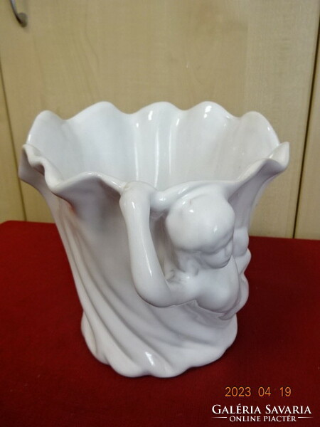 Glazed ceramic bowl, female nude on the side, marked: m jókai.