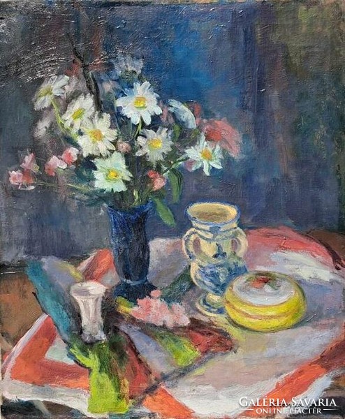 Hungarian painter: still life with canvas.