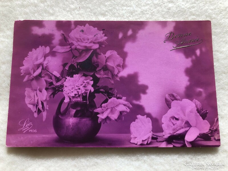 Antique, old floral postcard - 1930 -6.