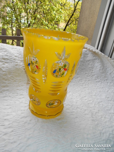 Überfrangos polished, hand-painted Czech vase