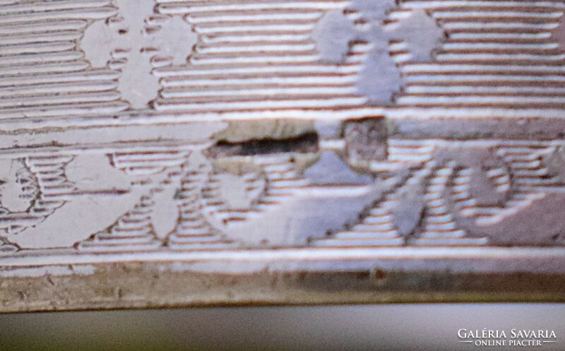 Antik ezüstözött jelzett M.M. monogramm szalvétagyűrű 5 x 3,3 cm