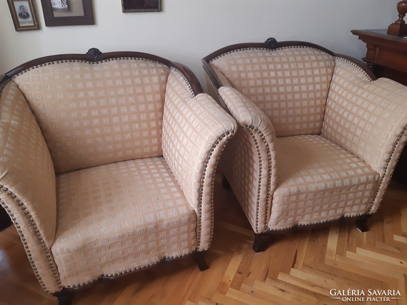 1 Pair of refurbished art-deco armchairs