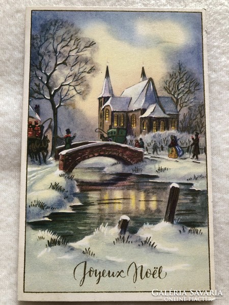 Antik, régi aranyozott Karácsonyi képeslap                               -6.