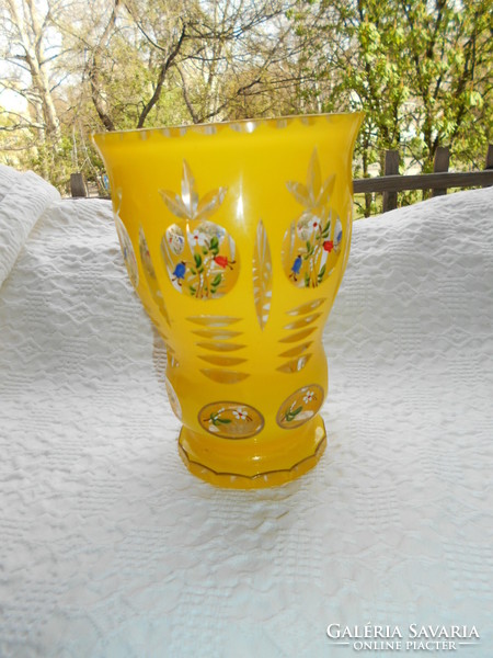 Überfrangos polished, hand-painted Czech vase