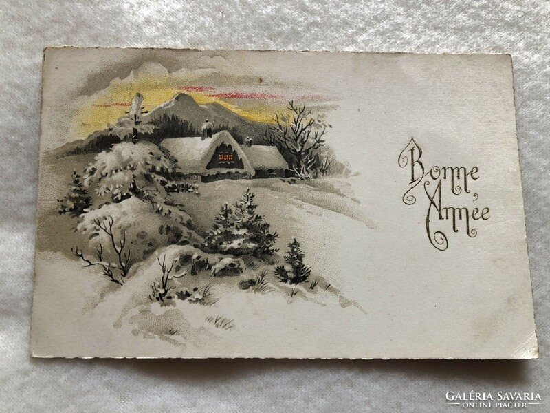 Antique, old litho New Year's card -6.