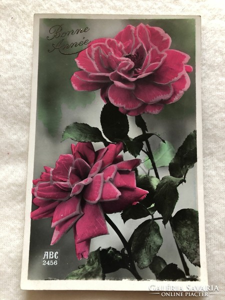 Antique, old floral postcard -6.