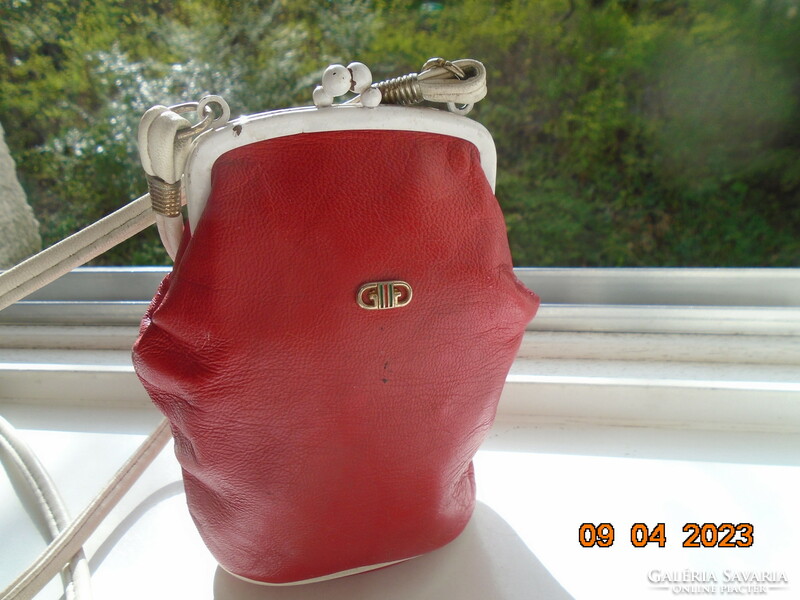1940 Gucci girl's shift bag red leather with white trim and buckle closure